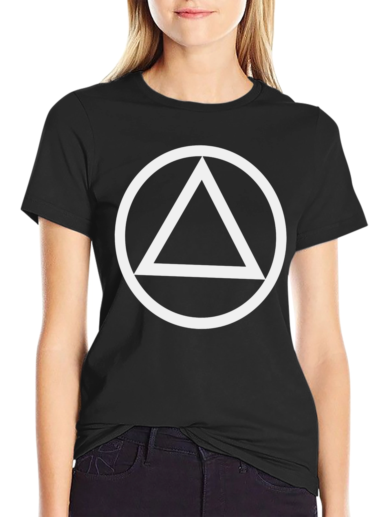 Minimalist Graphic Tee - Circle Triangle Design