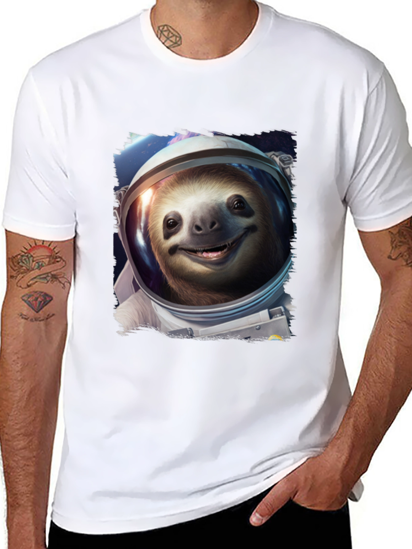 Sloth Astronaut Graphic Tee - Black
