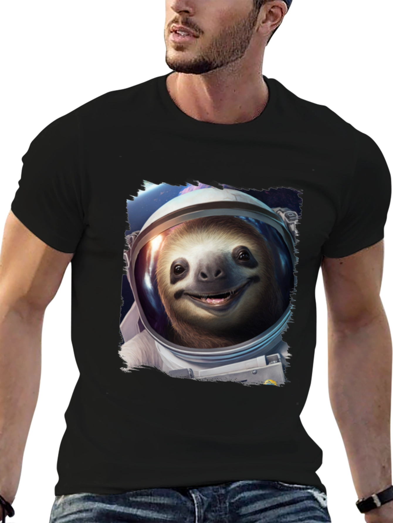 Sloth Astronaut Graphic Tee - Black