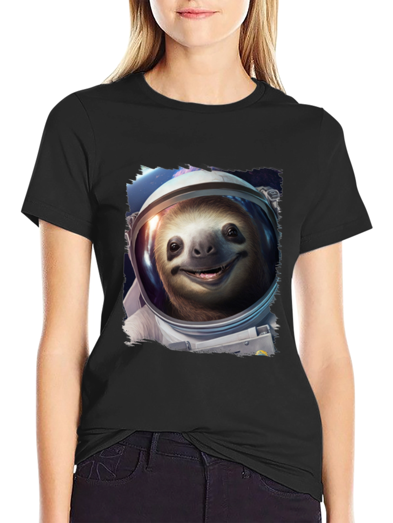 Sloth Astronaut Graphic Tee - Black