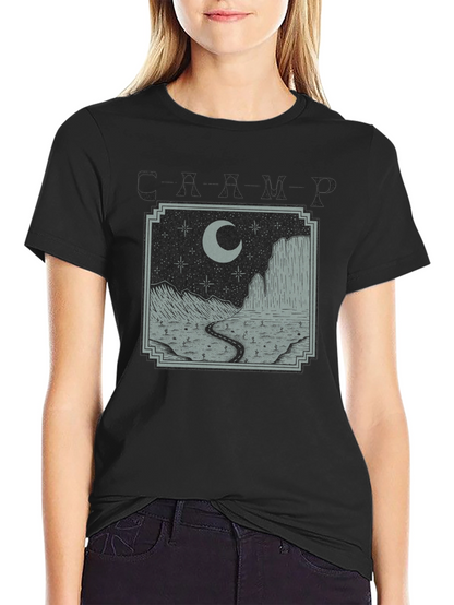 Mens Black Moonlit Desert Graphic T-Shirt