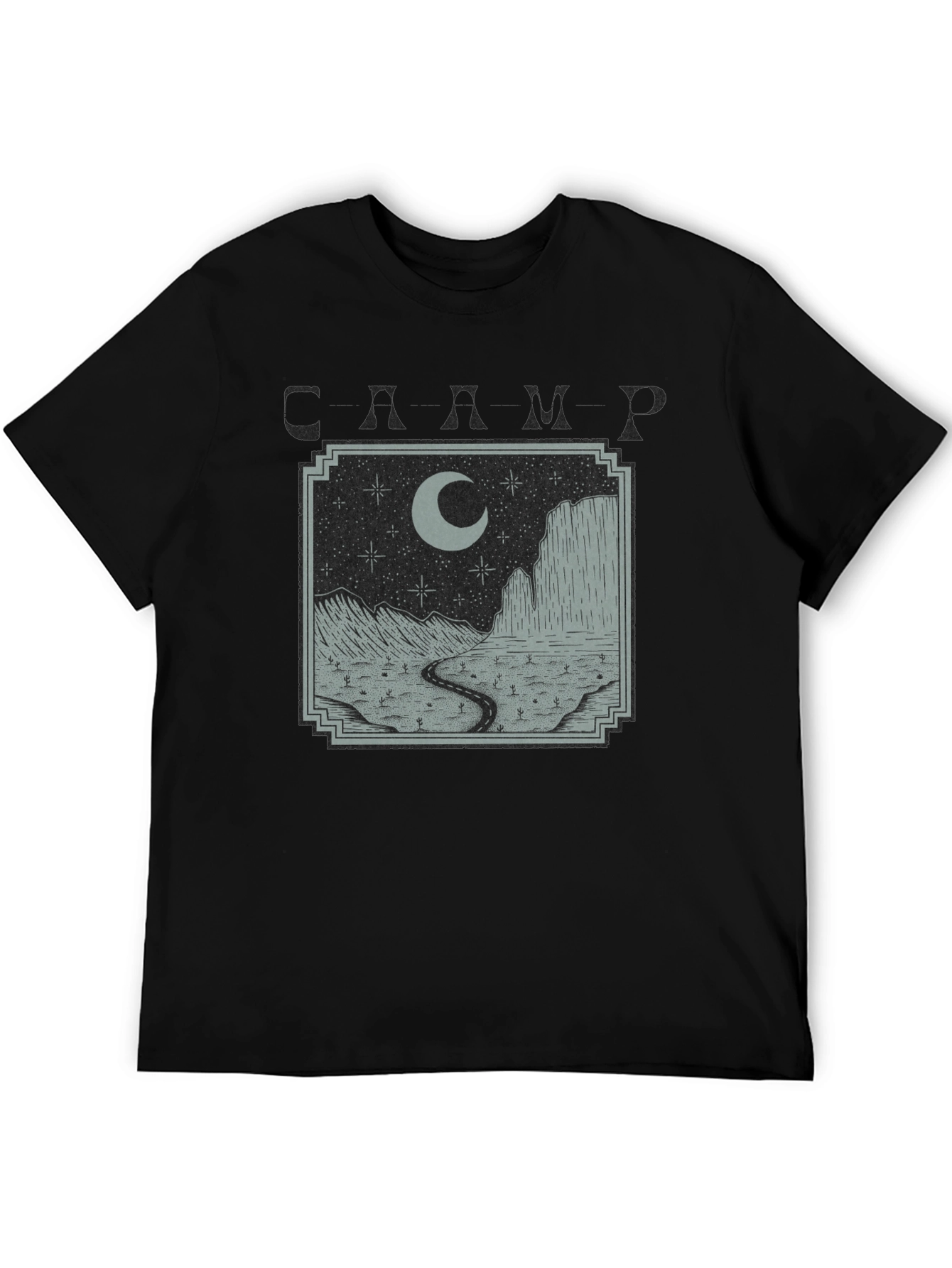Mens Black Moonlit Desert Graphic T-Shirt