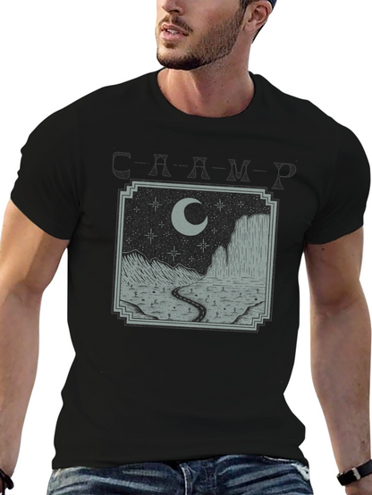 Mens Black Moonlit Desert Graphic T-Shirt