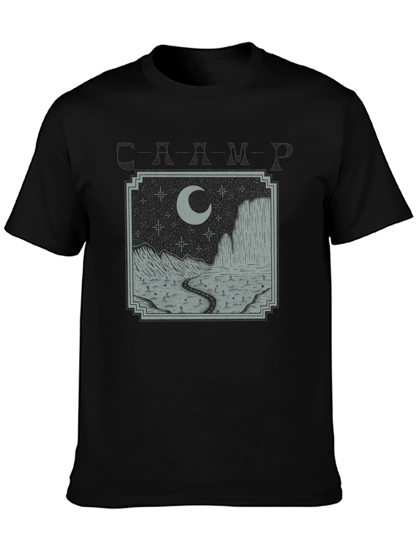 Mens Black Moonlit Desert Graphic T-Shirt