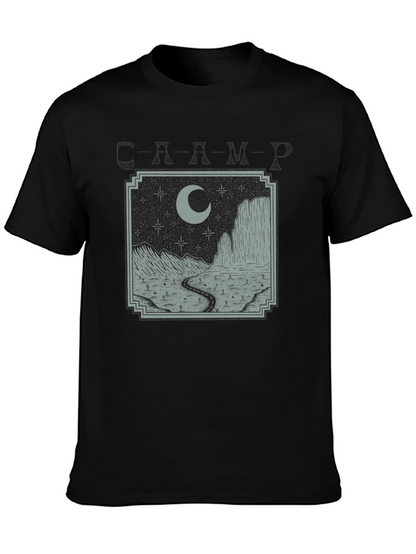 Mens Black Moonlit Desert Graphic T-Shirt