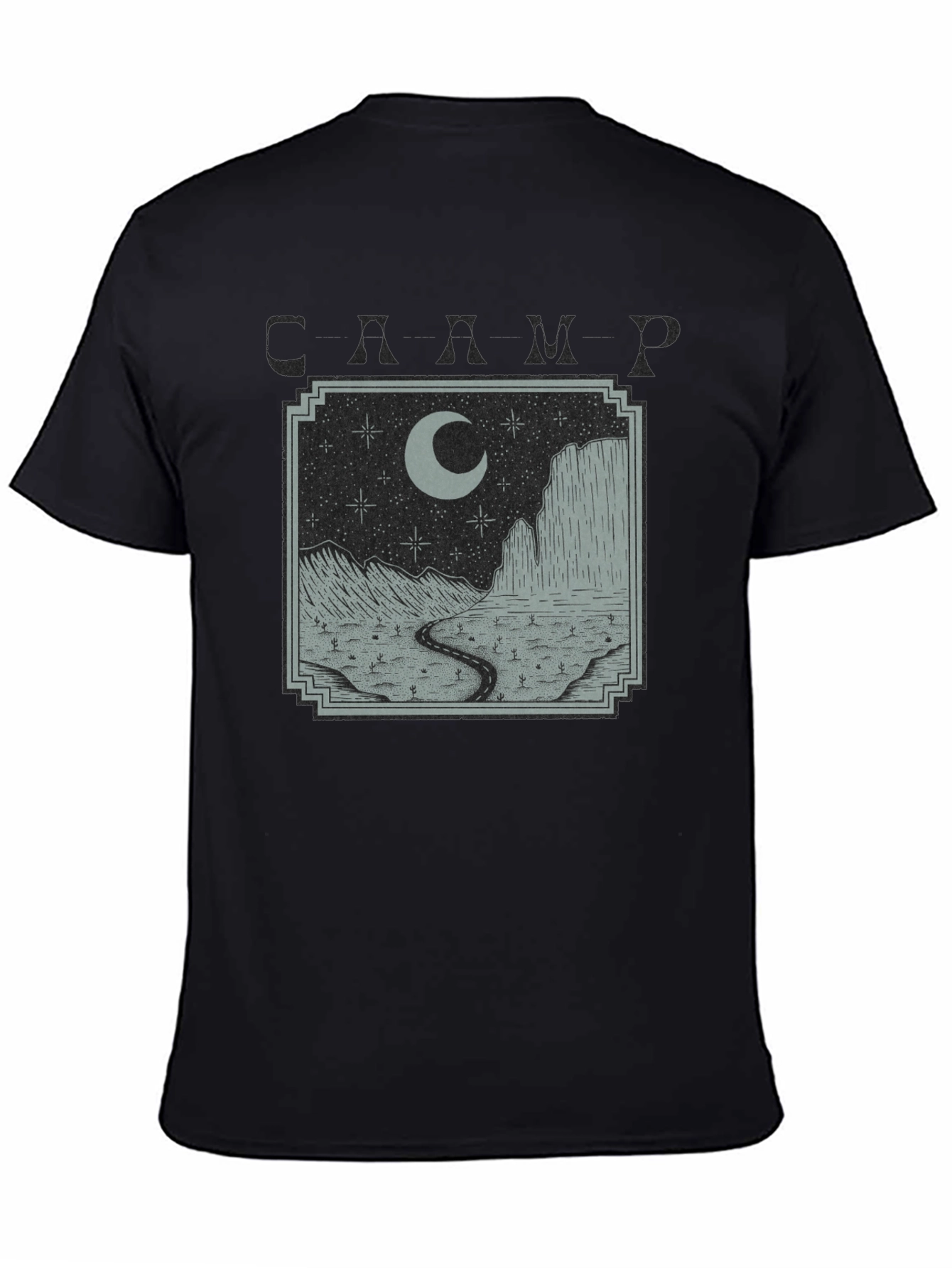 Mens Black Moonlit Desert Graphic T-Shirt
