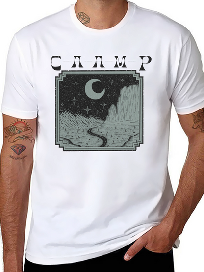 Mens Black Moonlit Desert Graphic T-Shirt