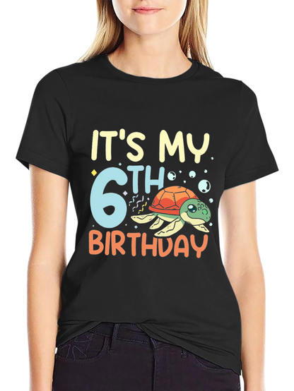 Its My 6th Birthday Turtle Black T-Shirt