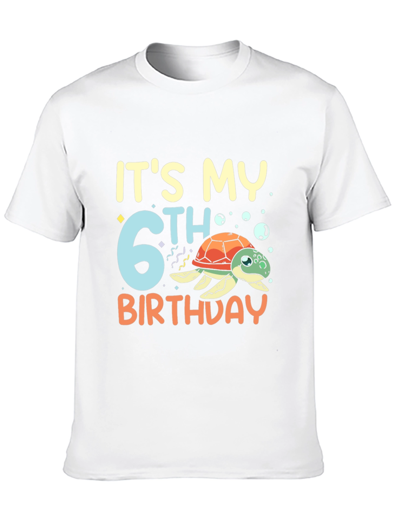Its My 6th Birthday Turtle Black T-Shirt