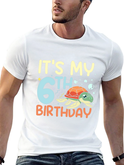 Its My 6th Birthday Turtle Black T-Shirt