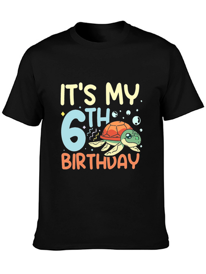 Its My 6th Birthday Turtle Black T-Shirt