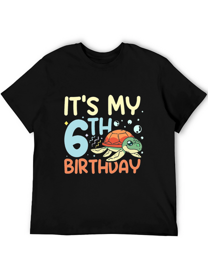 Its My 6th Birthday Turtle Black T-Shirt