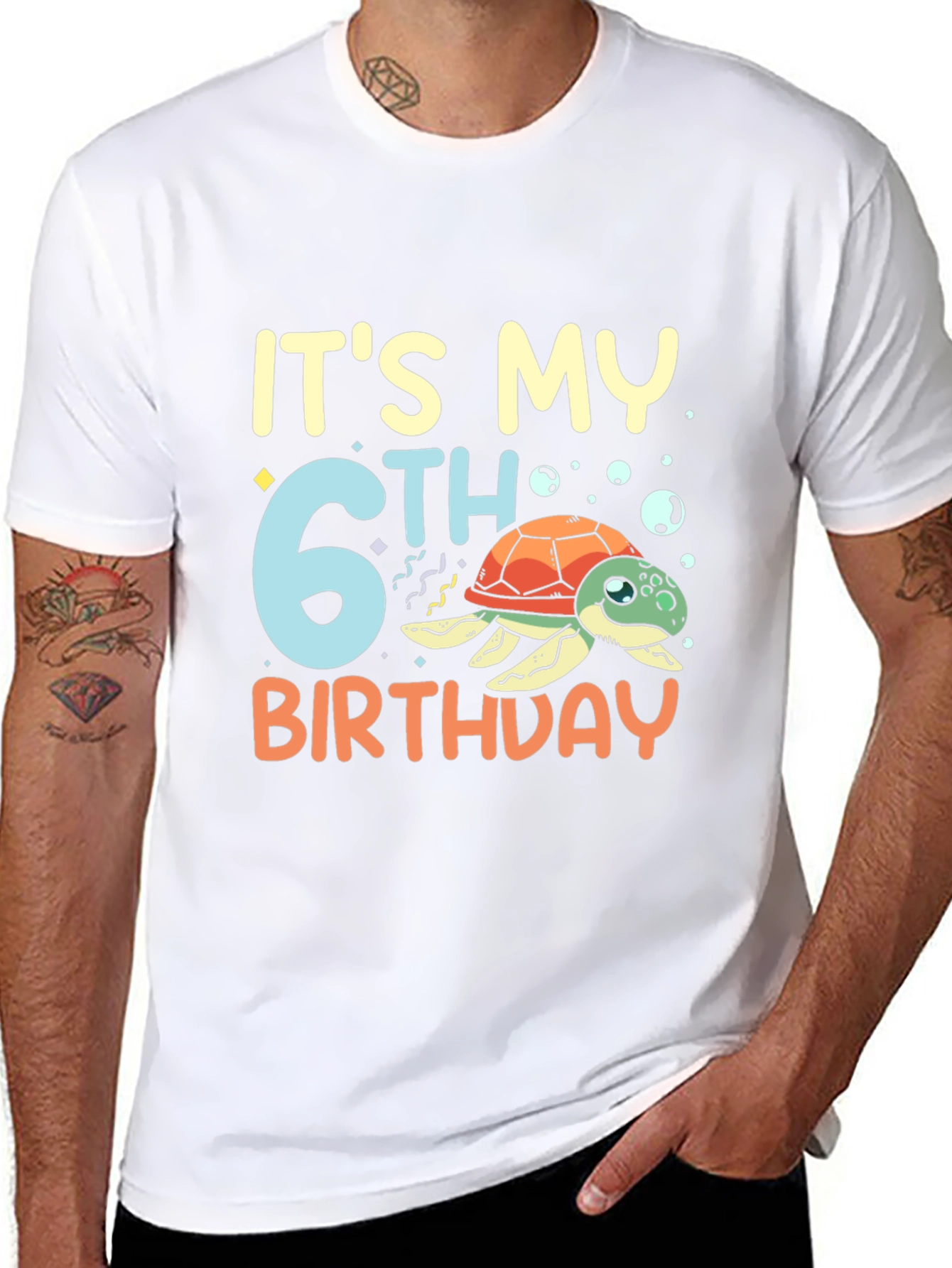 Its My 6th Birthday Turtle Black T-Shirt