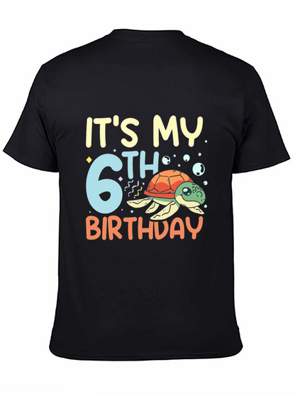 Its My 6th Birthday Turtle Black T-Shirt