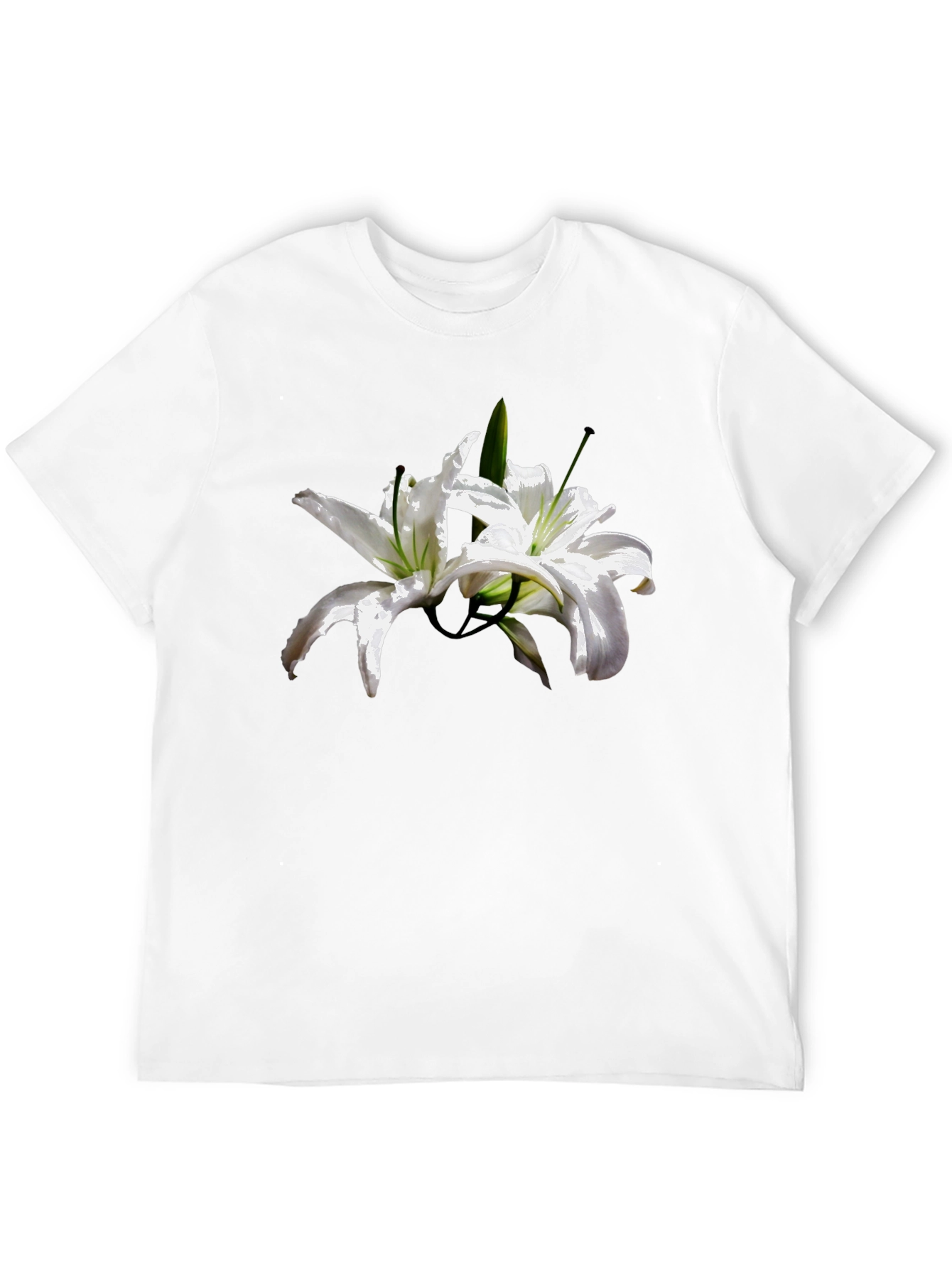 Floral Lily Graphic Tee - Stylish Black T-Shirt