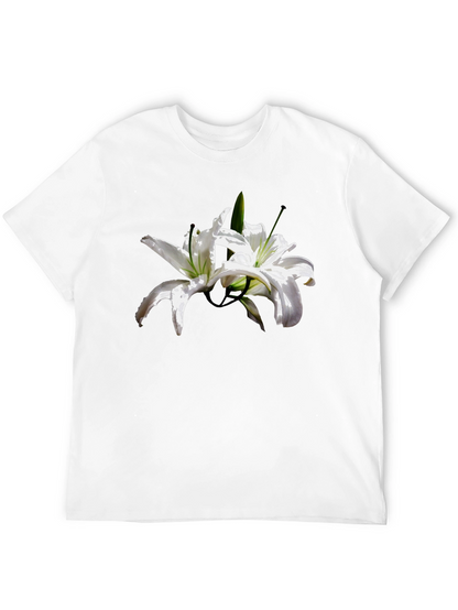 Floral Lily Graphic Tee - Stylish Black T-Shirt