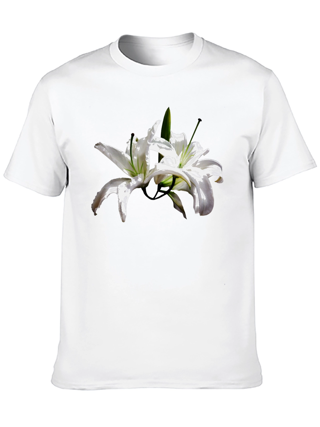 Floral Lily Graphic Tee - Stylish Black T-Shirt