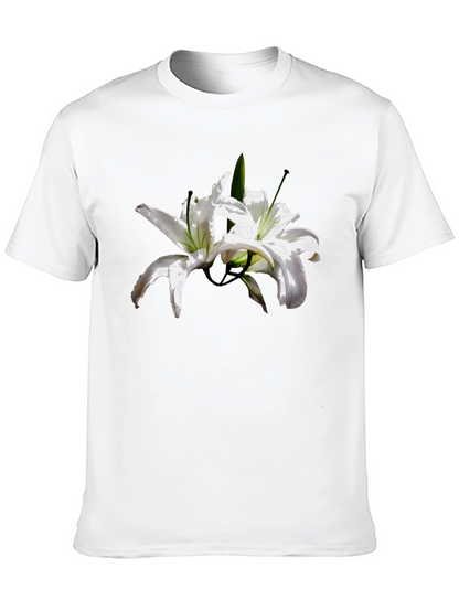 Floral Lily Graphic Tee - Stylish Black T-Shirt