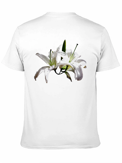 Floral Lily Graphic Tee - Stylish Black T-Shirt