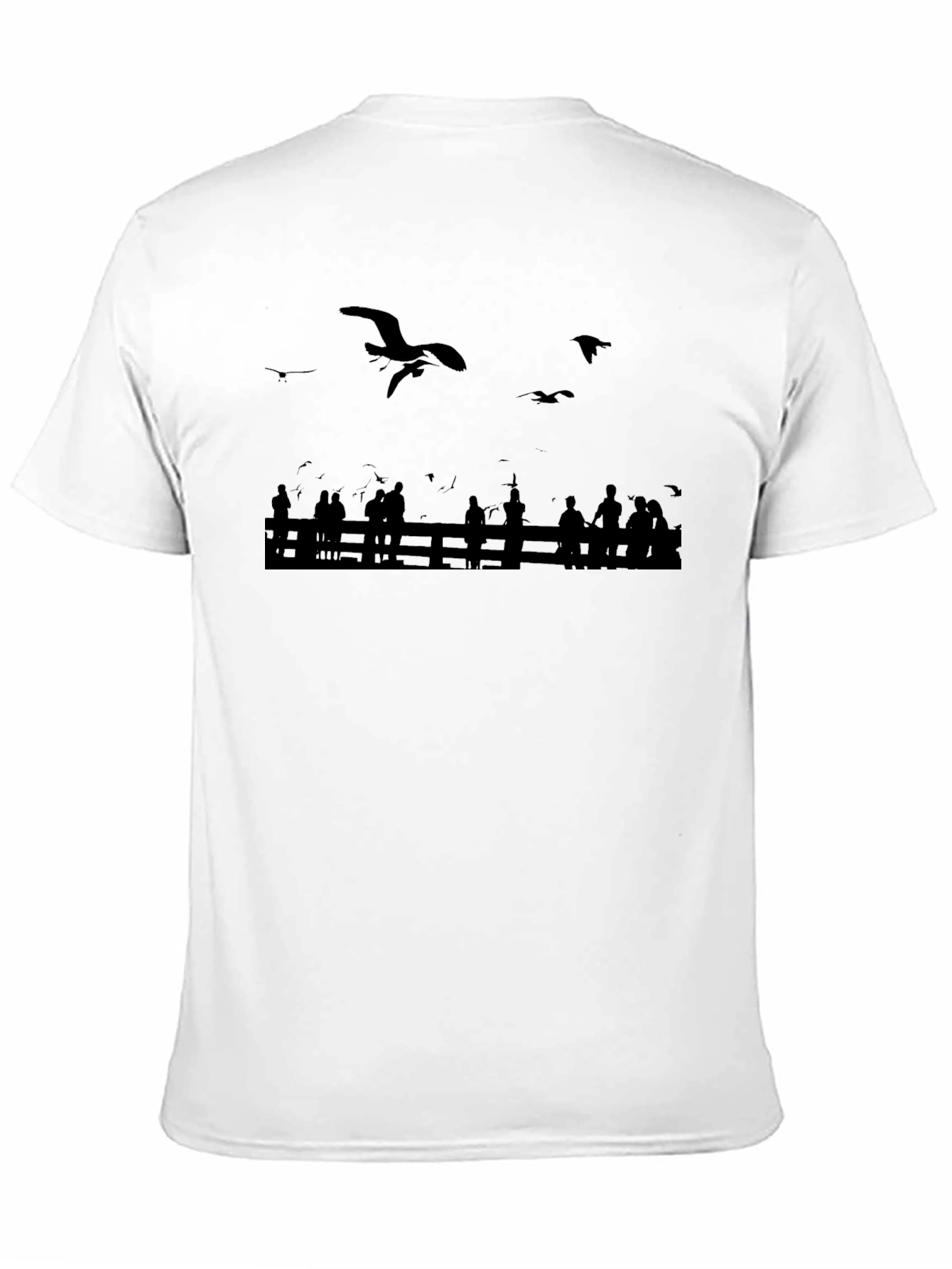 Seagull Scene Graphic Tee - Black