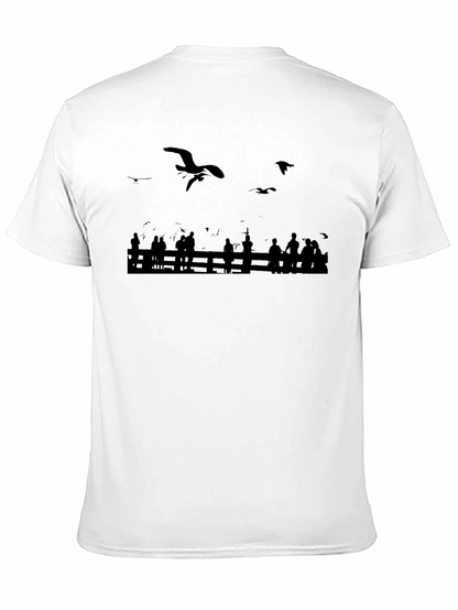 Seagull Scene Graphic Tee - Black