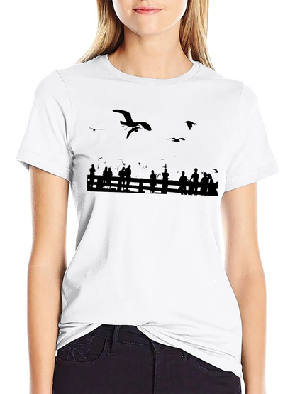 Seagull Scene Graphic Tee - Black