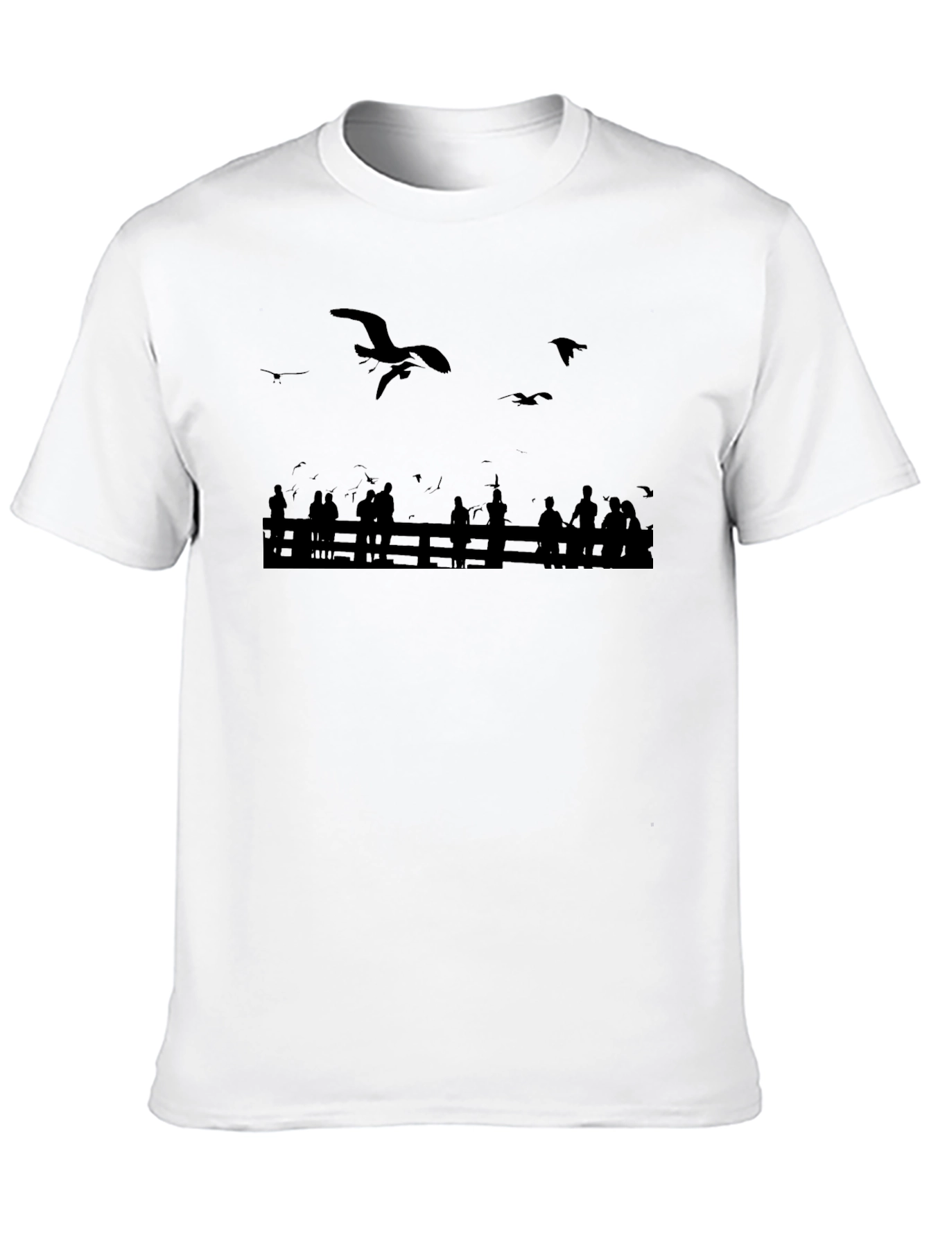 Seagull Scene Graphic Tee - Black