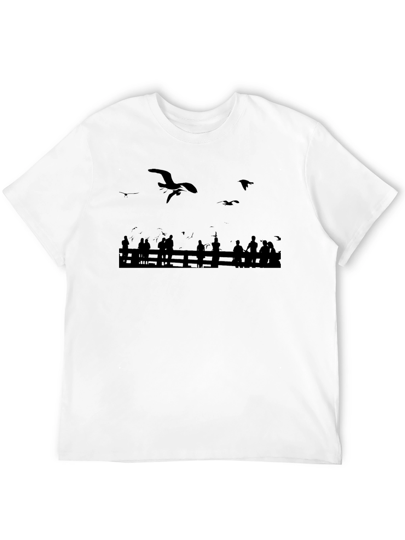 Seagull Scene Graphic Tee - Black