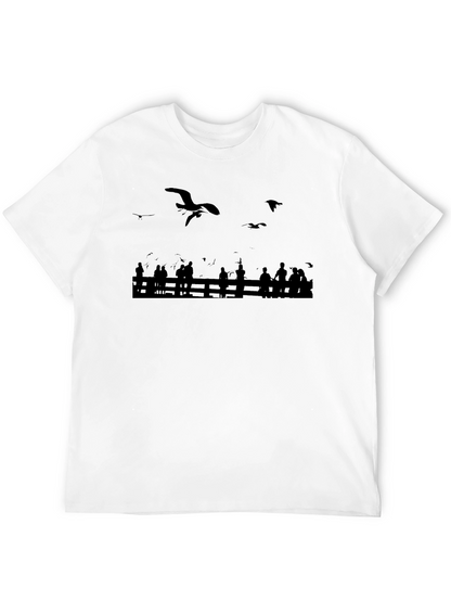 Seagull Scene Graphic Tee - Black