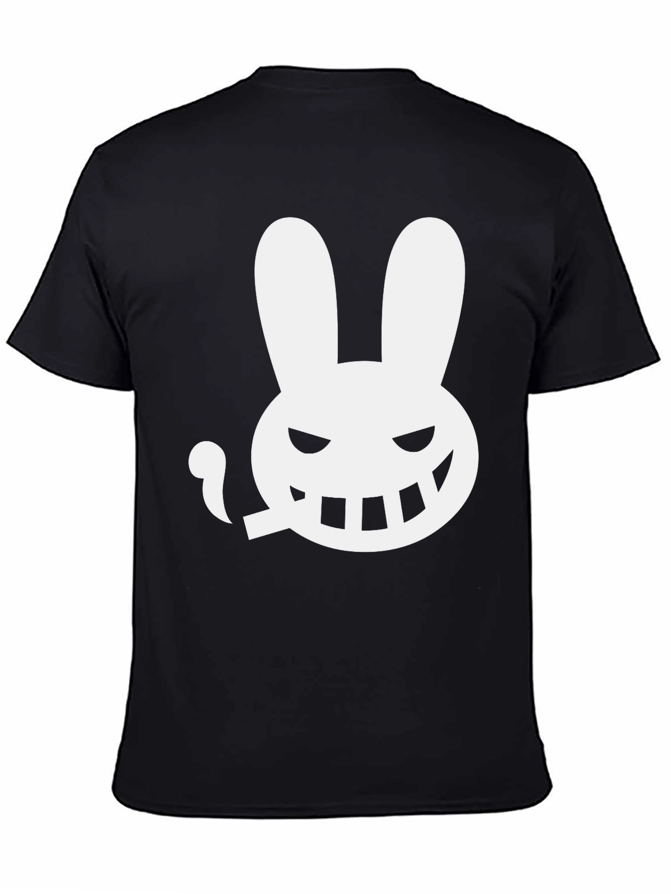 Mens Black T-Shirt - Smoking Rabbit Graphic Tee