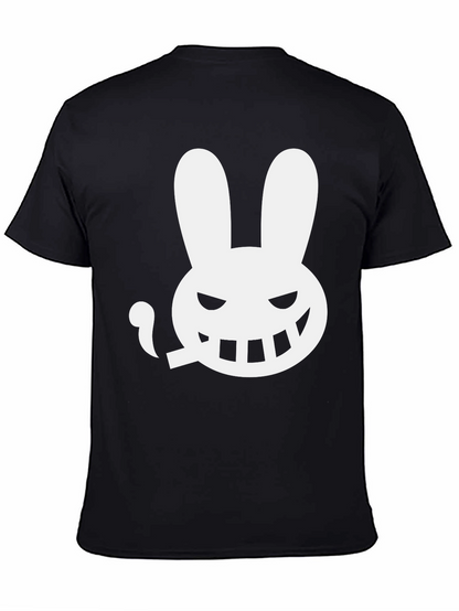 Mens Black T-Shirt - Smoking Rabbit Graphic Tee