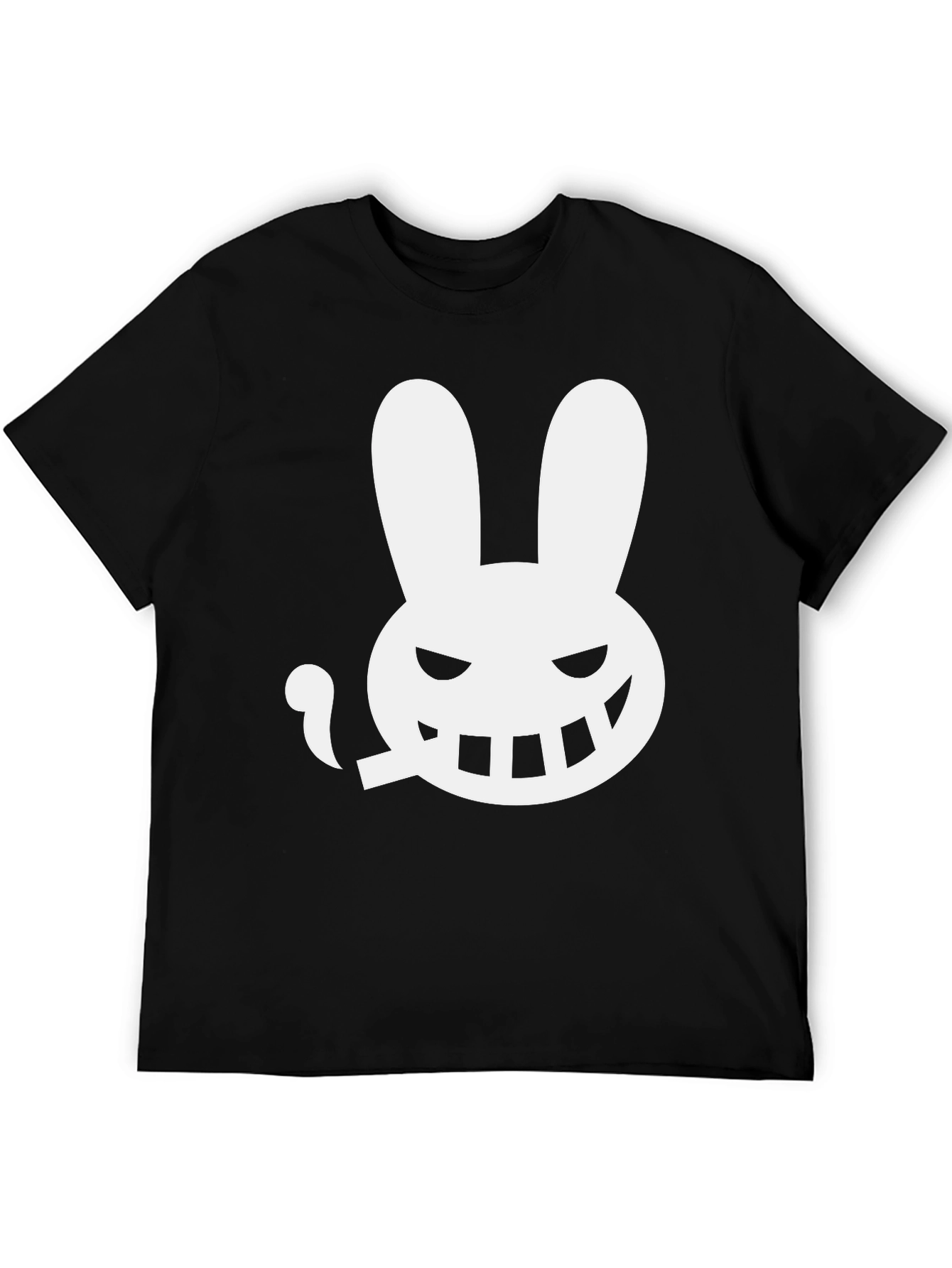 Mens Black T-Shirt - Smoking Rabbit Graphic Tee