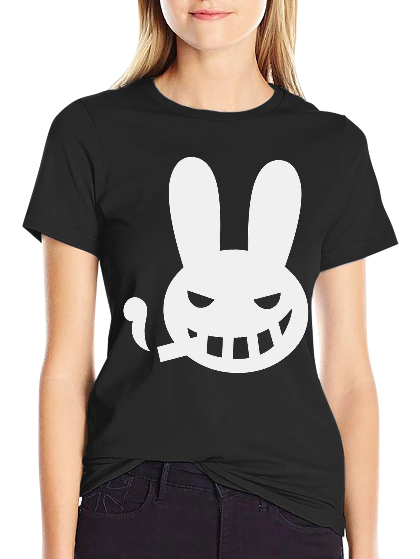 Mens Black T-Shirt - Smoking Rabbit Graphic Tee