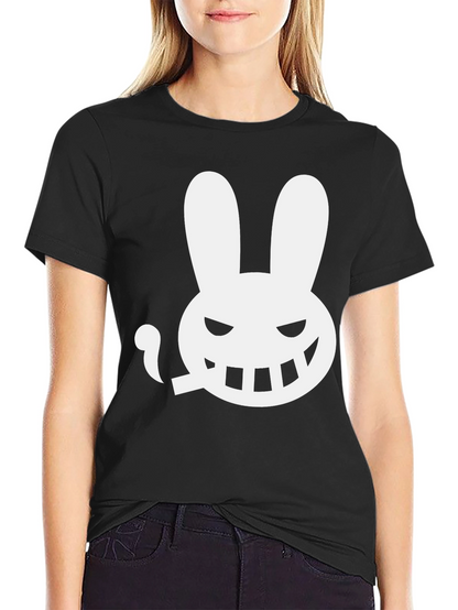 Mens Black T-Shirt - Smoking Rabbit Graphic Tee