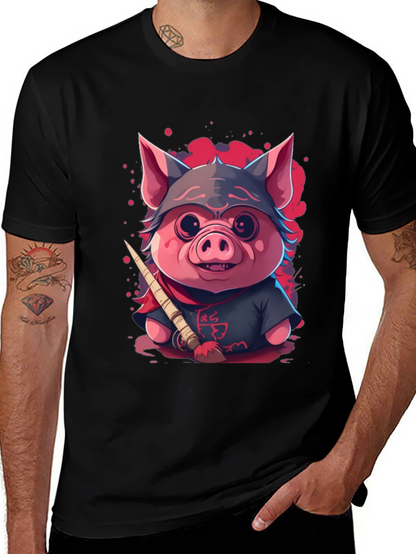 Ninja Pig Graphic T-Shirt - Black