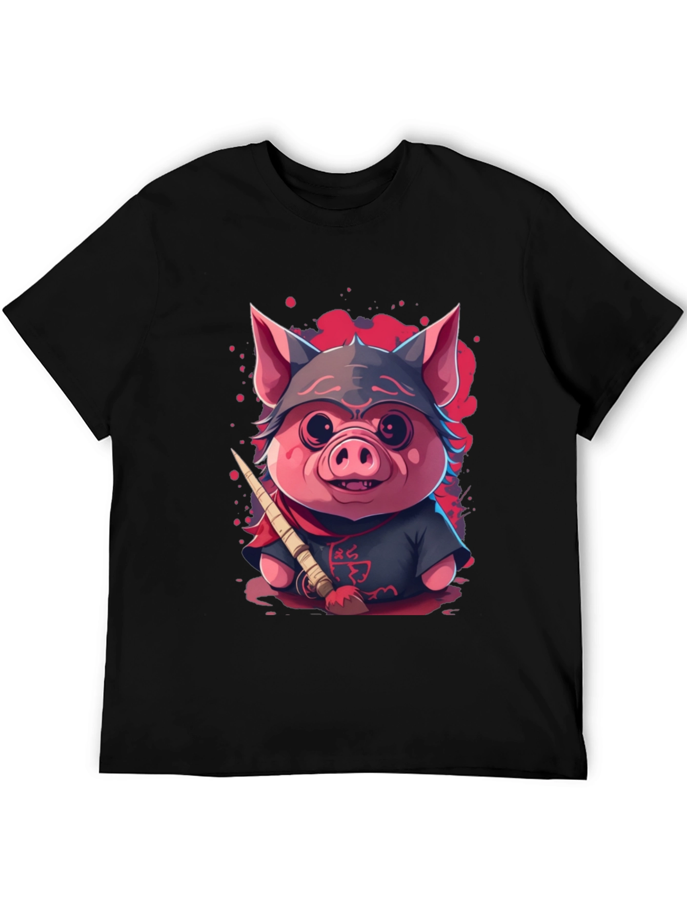 Ninja Pig Graphic T-Shirt - Black