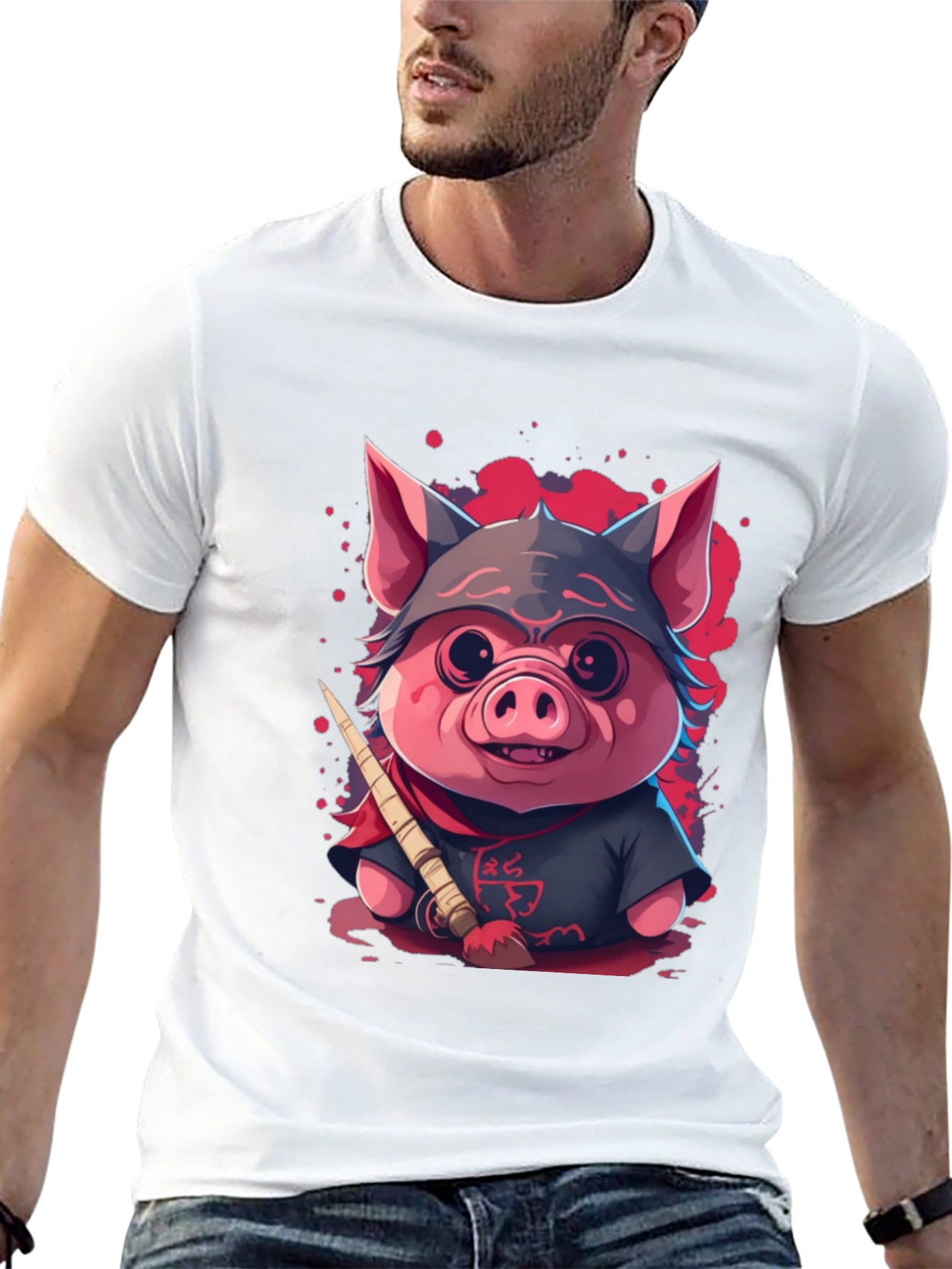 Ninja Pig Graphic T-Shirt - Black