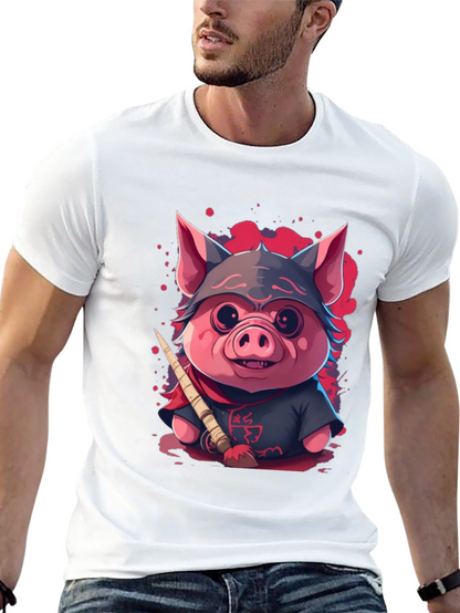 Ninja Pig Graphic T-Shirt - Black
