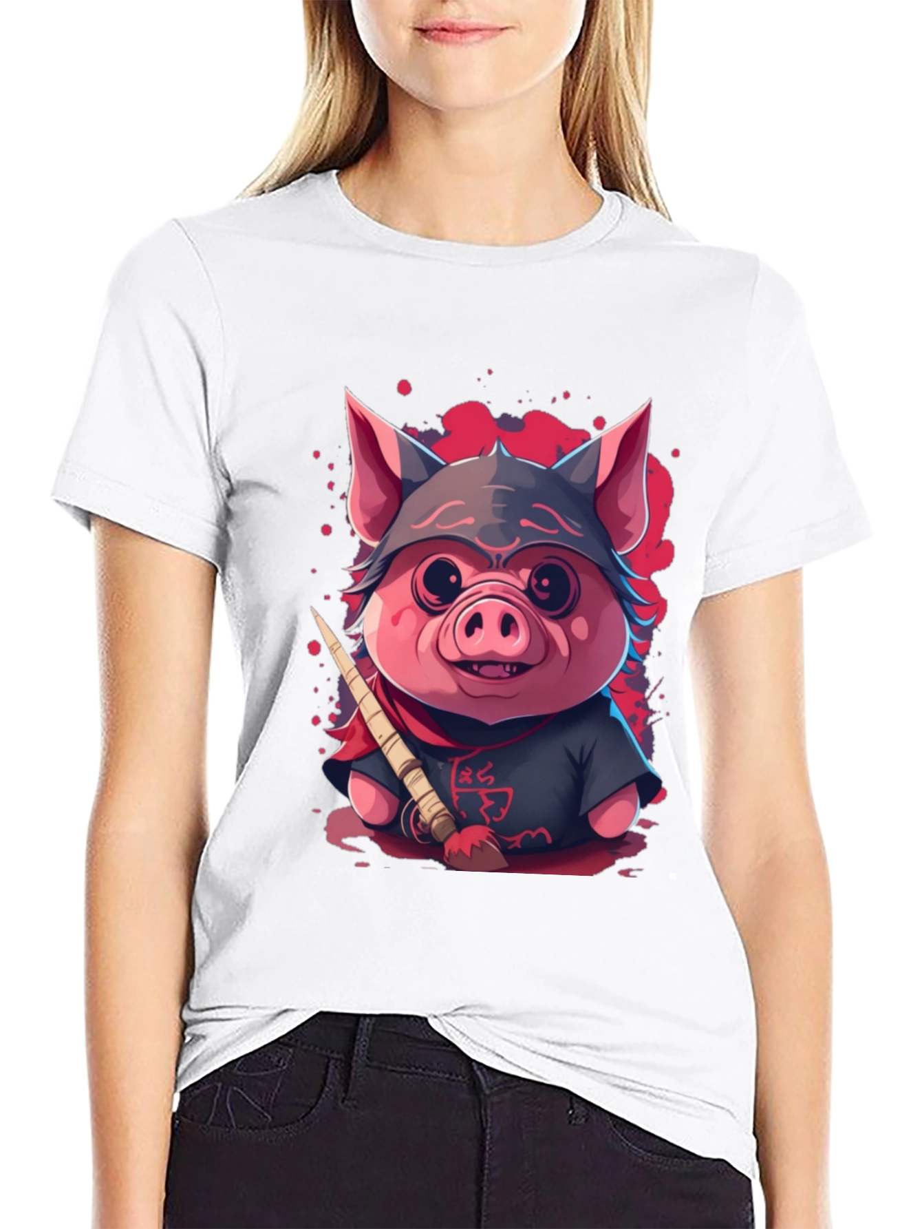 Ninja Pig Graphic T-Shirt - Black