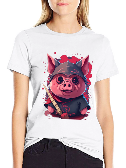 Ninja Pig Graphic T-Shirt - Black