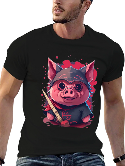 Ninja Pig Graphic T-Shirt - Black