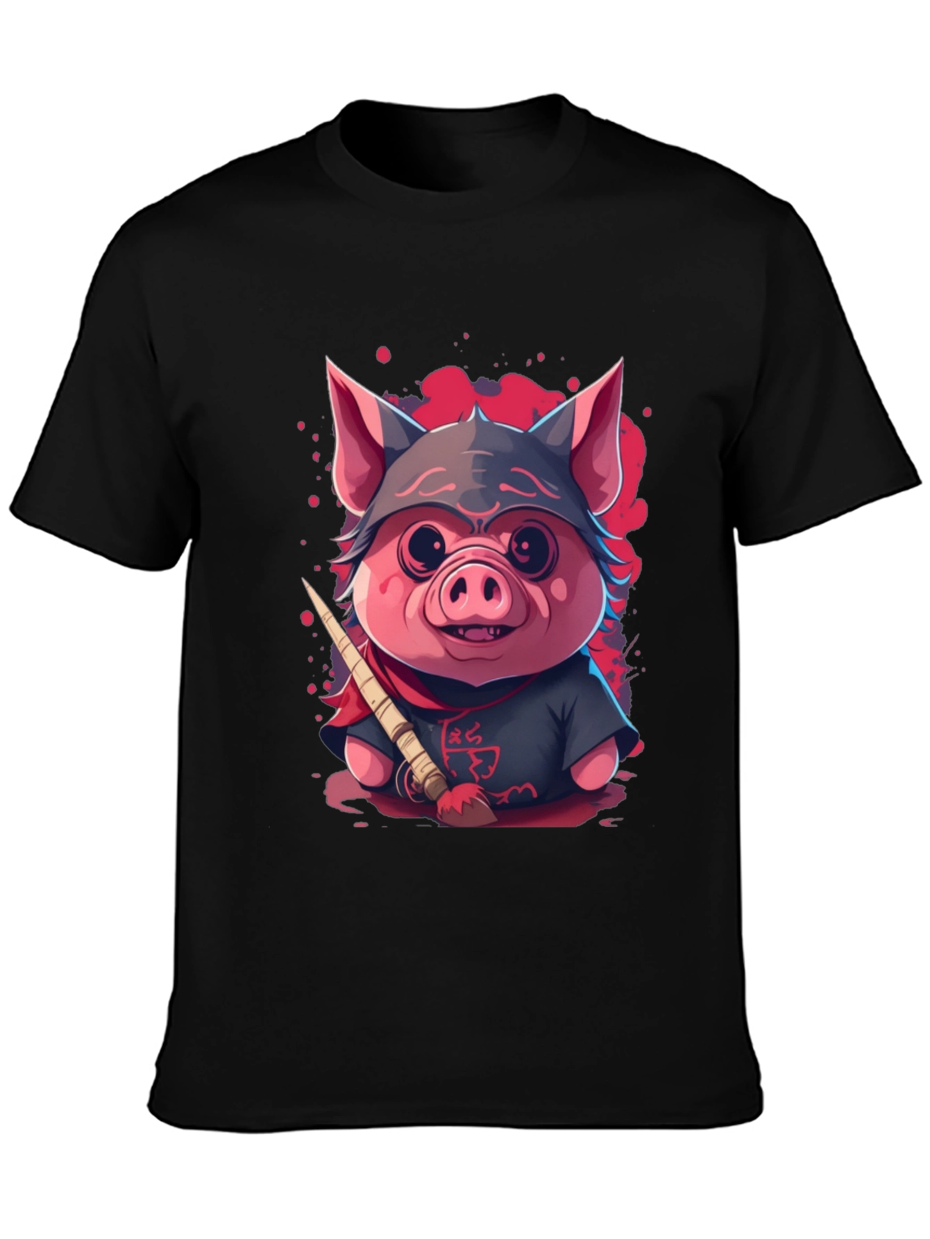 Ninja Pig Graphic T-Shirt - Black