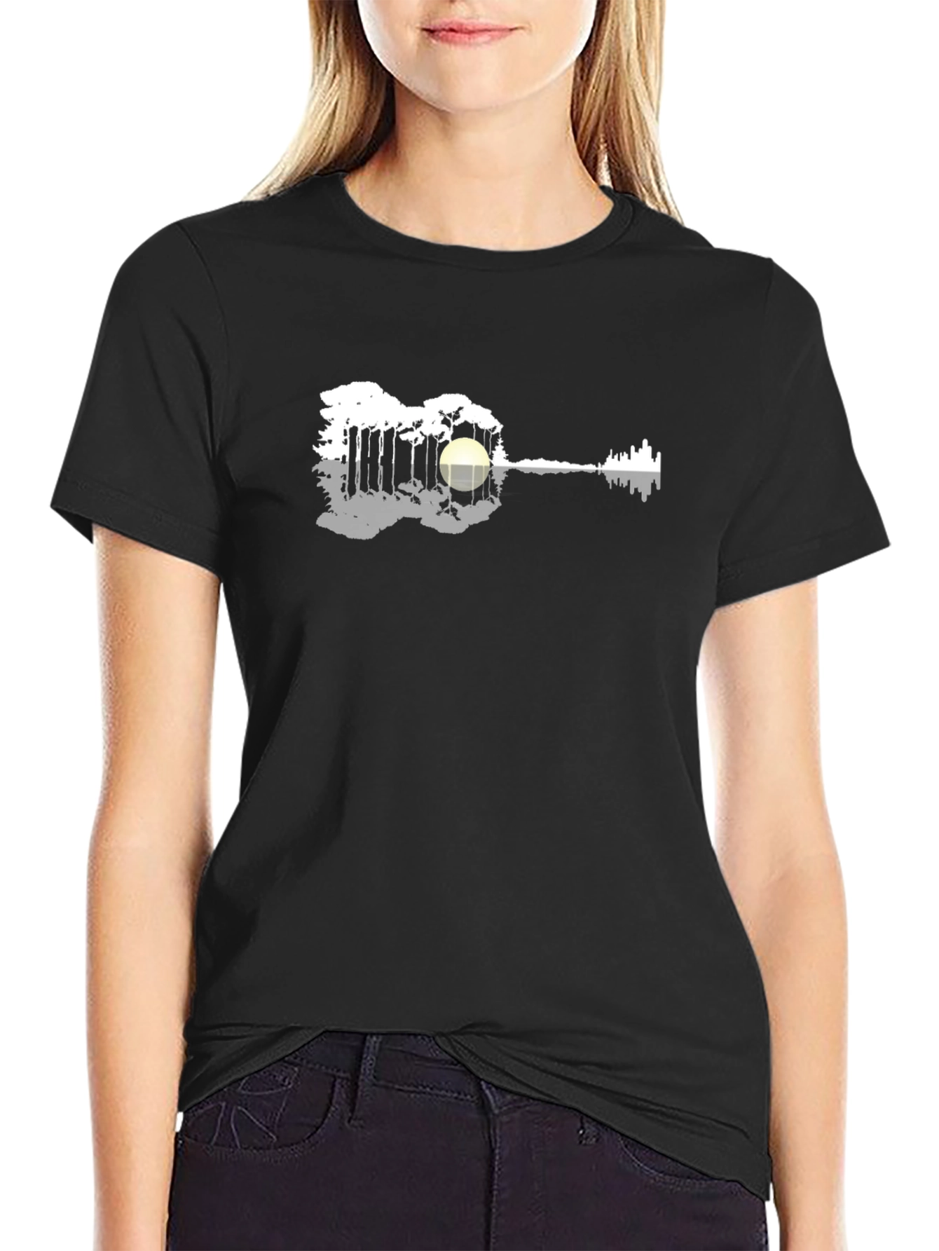 Guitar Landscape Graphic Tee - Black