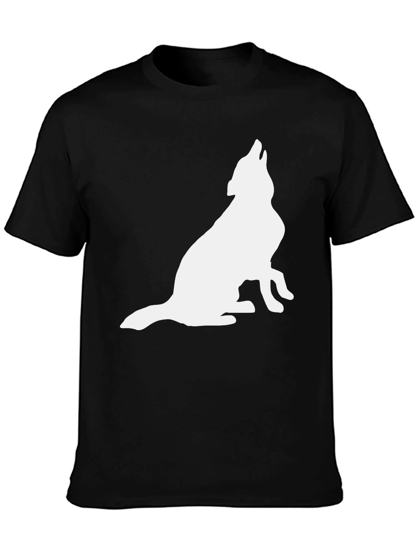 Mens Black Wolf Silhouette Graphic Tee