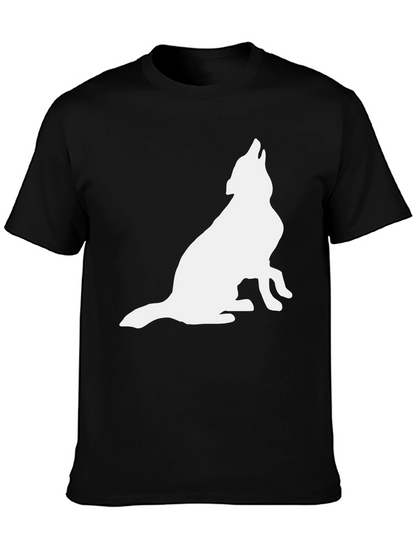 Mens Black Wolf Silhouette Graphic Tee