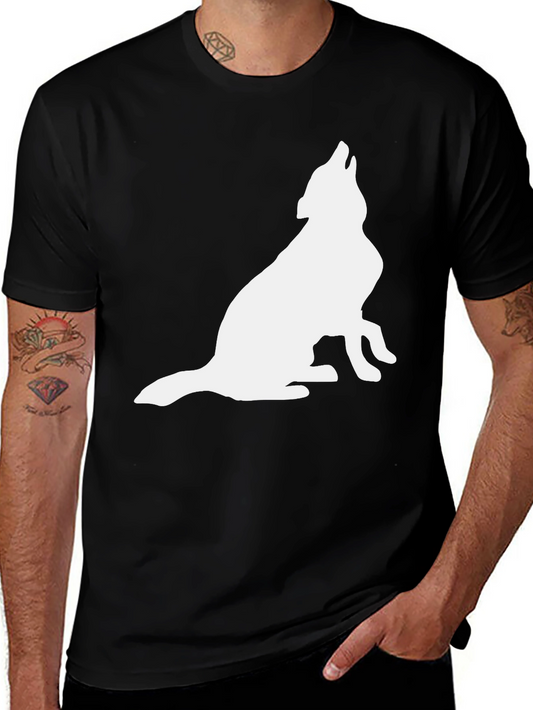 Mens Black Wolf Silhouette Graphic Tee