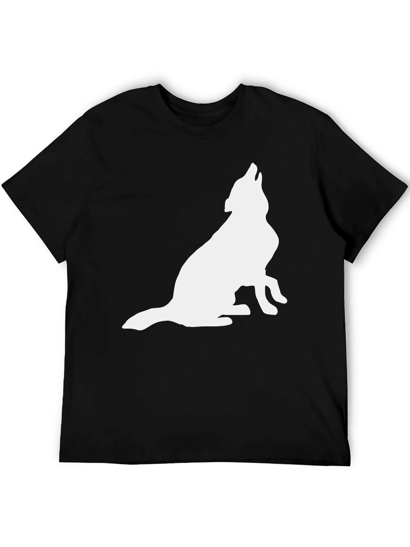Mens Black Wolf Silhouette Graphic Tee