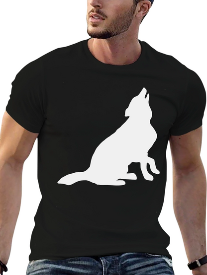 Mens Black Wolf Silhouette Graphic Tee
