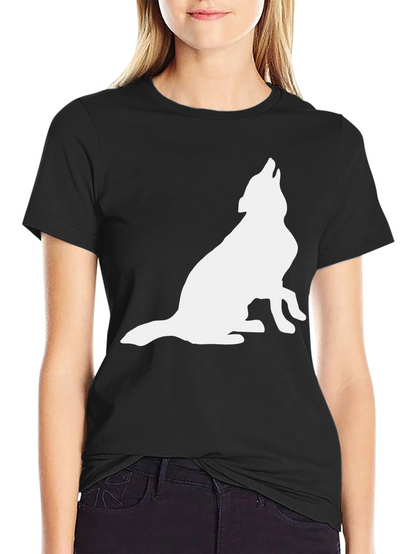 Mens Black Wolf Silhouette Graphic Tee