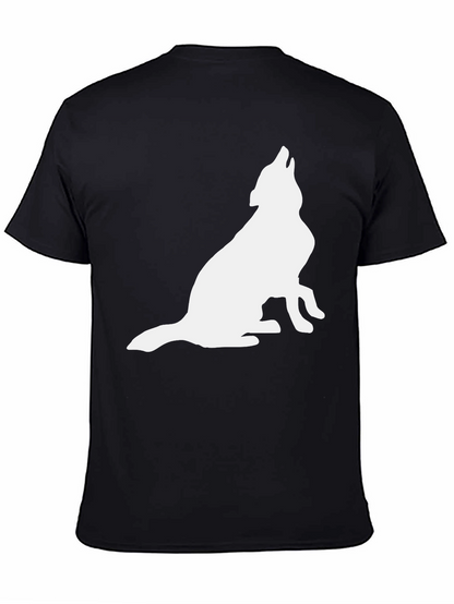Mens Black Wolf Silhouette Graphic Tee